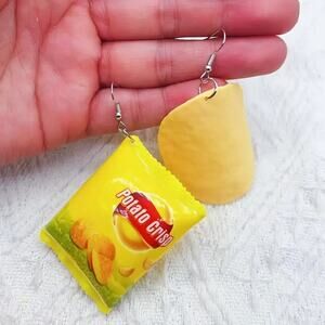 Funny Potato Chip & Bag Earrings – Mismatched Snack Dangle Earrings